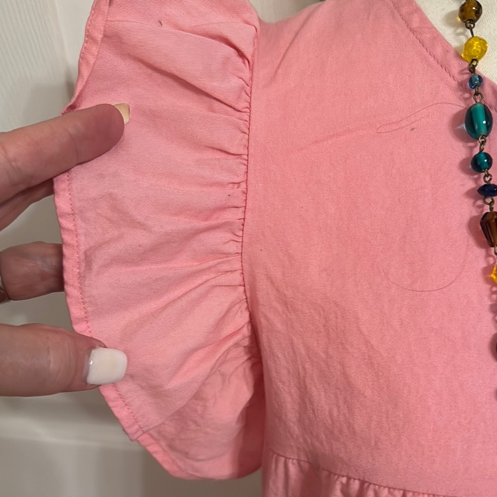 Pink Ruffle Sleeve Kids Dress - Picture 2 of 5